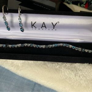 Kay Jewelers Sapphire & Topaz  Sterling Silver Jewelry Set